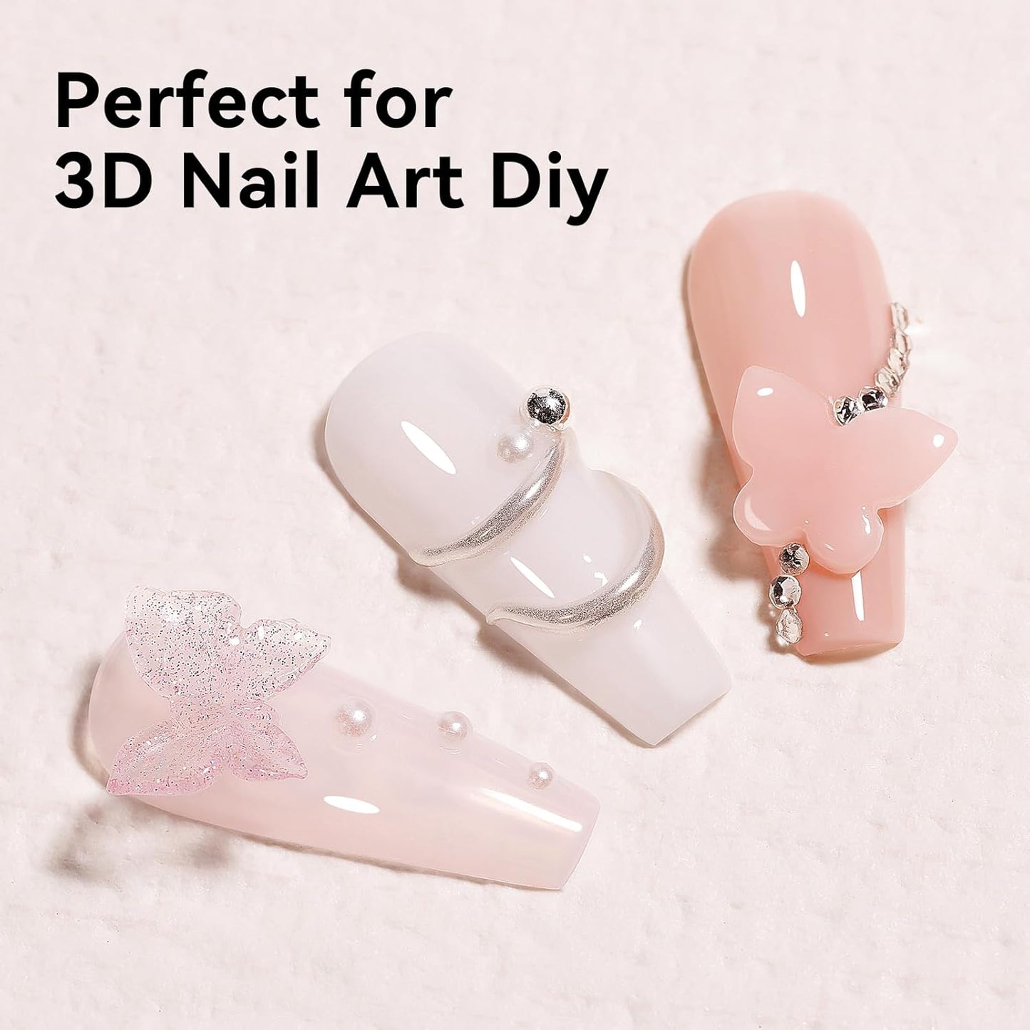 Solid Builder Gel for Nails 3PCS, 3D Hard Gel for Nail Art Sculpting Non-Stick Hand, Clear White Nude for Modeling, Sculpture, Nail Extension UV/Led Manicure DIY At Home 18g*3Colors-BrightBean Baby