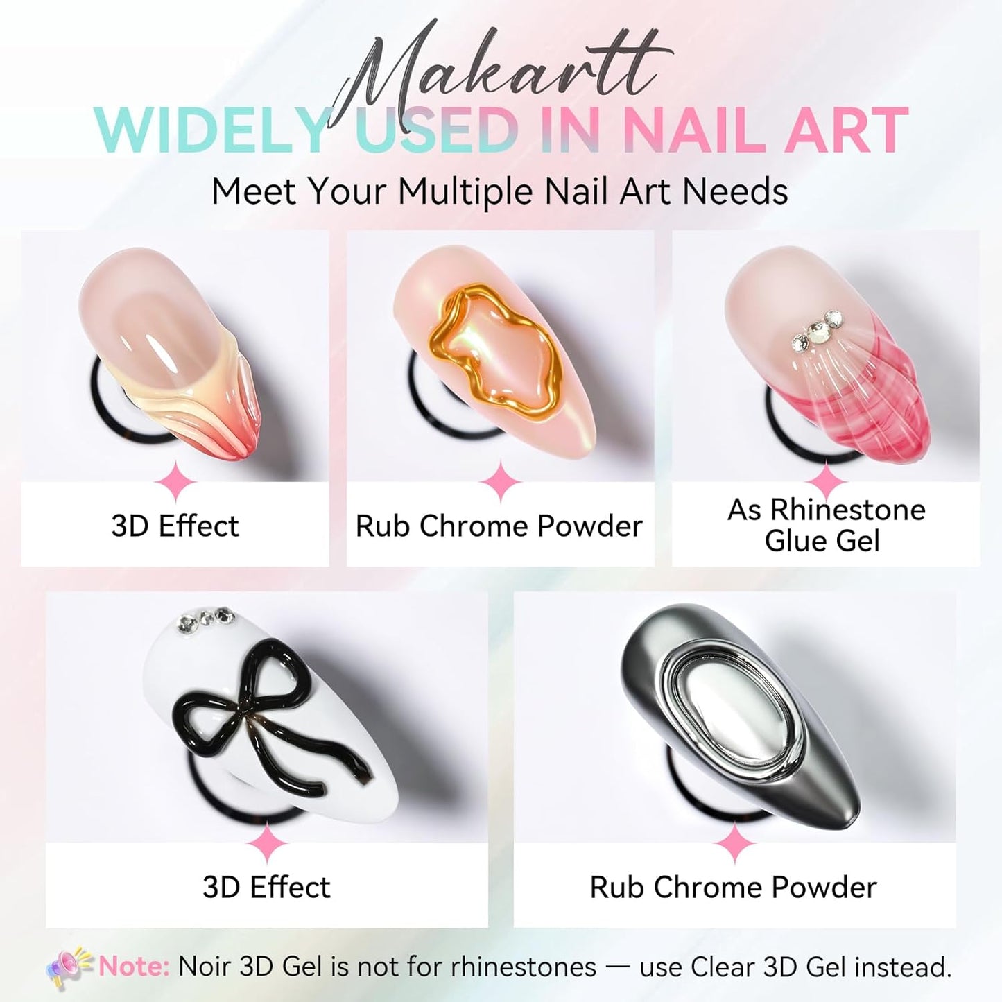 Makartt 3D Gel Nail Art Set – Clear & Noir Sculpting Gel for DIY Embossed Nail Designs – No Wipe Easy-Squeeze Tube Nail Glue for 3D Drawing, Molding, Rhinestones & Decoration (2 x 15g)-BrightBean Baby