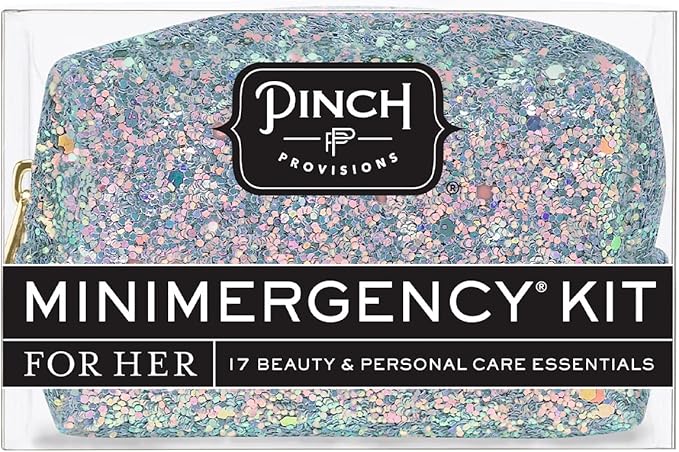 Pinch Provisions Moonstone Glitter Minimergency Kit, includes 17 Travel-Sized Cosmetic Essentials, Convenient for Purses, Emergency Beauty Accessories, Gifts for Holiday’s & Birthday’s-BrightBean Baby
