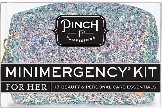 Pinch Provisions Moonstone Glitter Minimergency Kit, includes 17 Travel-Sized Cosmetic Essentials, Convenient for Purses, Emergency Beauty Accessories, Gifts for Holiday’s & Birthday’s-BrightBean Baby