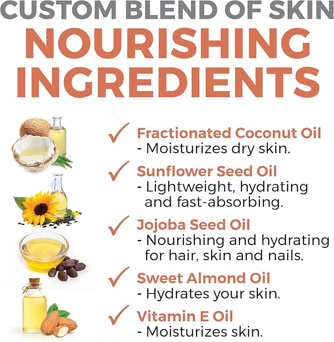 Viva Naturals Organic Massage Oil Unscented (8 fl. oz.) - Non-Greasy Body Oil with Mess-Free Pump, Moisturizing Massage Oils for Massage Therapy, Non-GMO and Certified Organic, 237 mL-BrightBean Baby