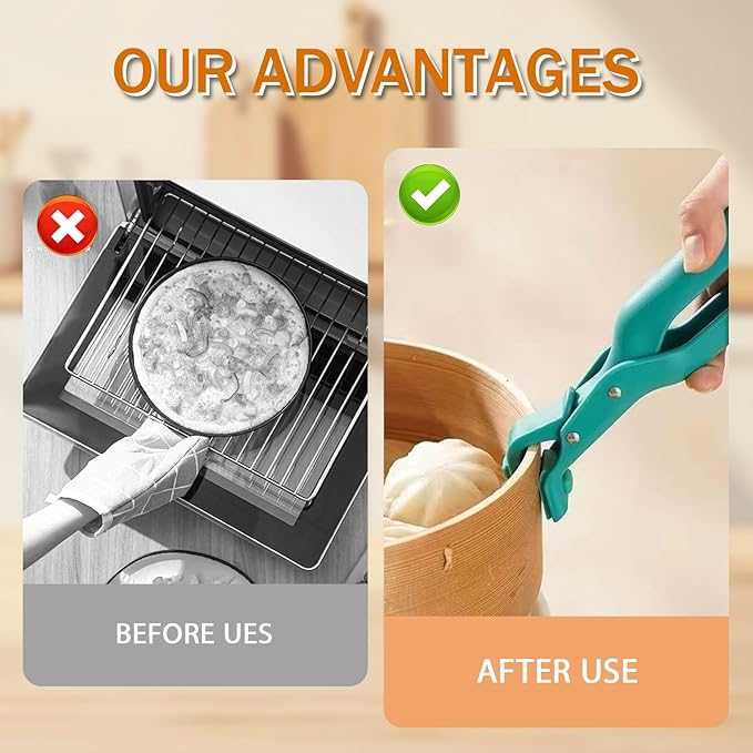 Hot Plate Grippers, 2026 New Anti-Scald Bowl Clip, Hot Plate Gripper Lifters Tongs, Kitchen Silicone Anti Slip Clip for Bowls,Pans,Dishes, Kitchen Gadget