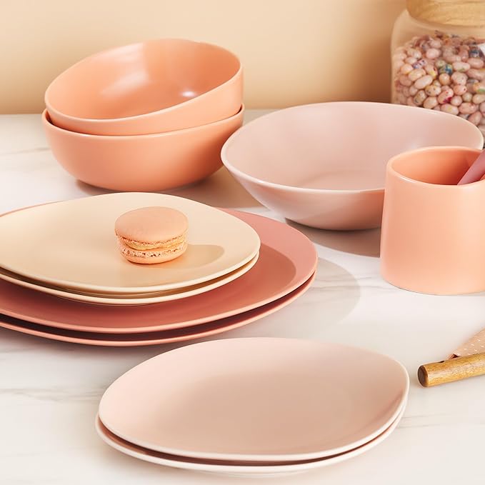 Stone lain Delilah Salad Plate 6-Piece Dish Set, Porcelain, Blush, 6 Salad Plates