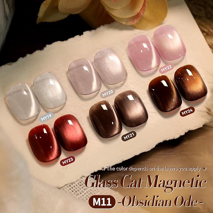 Born Pretty Cat Magnetic Eye Gel Nail Polish, 6 Colors Retro Magnetic Glitter Gel Polish Set Silver Pink Red Nail Polish Kit Soak Off LED Nail Art DIY Salon Gift-BrightBean Baby