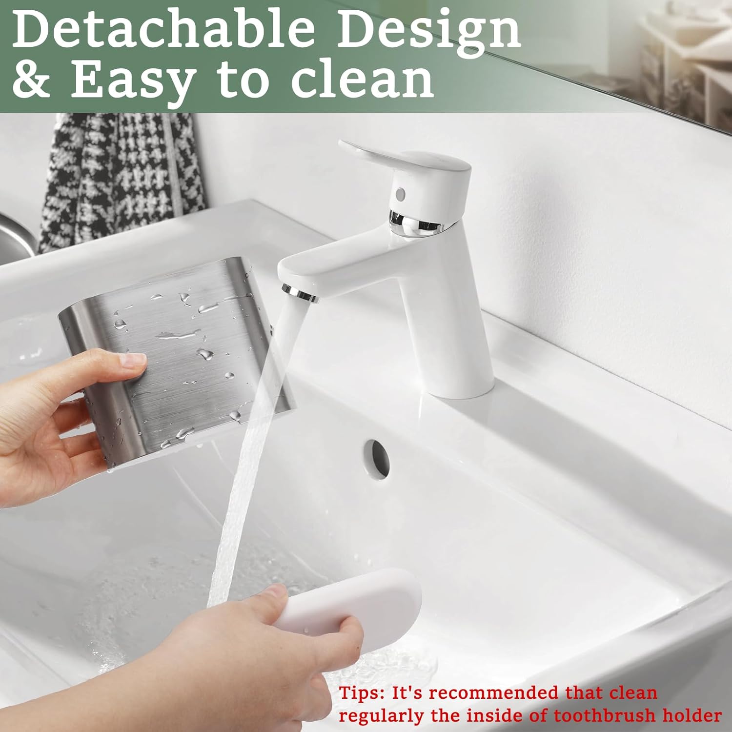 Toothbrush and Toothpaste Holder with Divider for Bathroom Countertop Organizer, 2 Slots Electric Toothbrush Holders Storage Caddy Drainage for Family, Kids (Brushed Silver)-BrightBean Baby