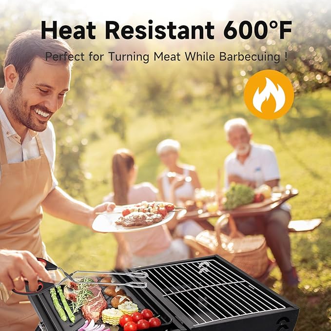 Tongs for Cooking, Set of 2 Heat Resistant Stainless Steel 10-Inch and 12-Inch Kitchen Scissor Tongs for BBQ, Food, Salad