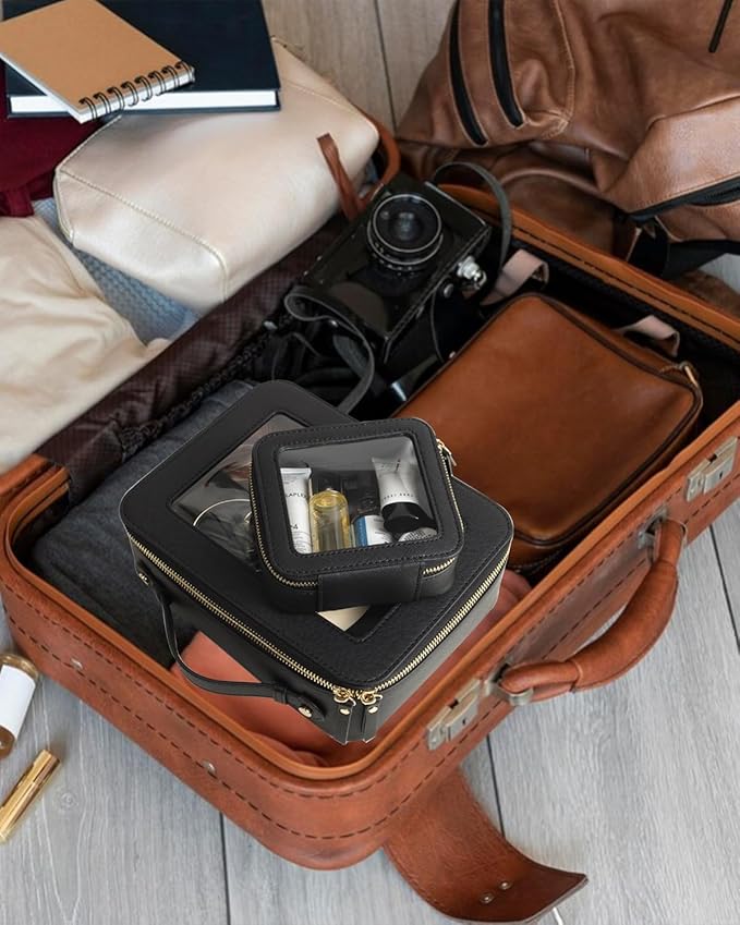 Clear Makeup Bag Small, TSA Approved Portable Toiletry Bag with Zipper Cosmetic Travel Bag Makeup Organizer Case Mini Makeup Pouch for Purse Car Organizer Bag for Women Men-BrightBean Baby