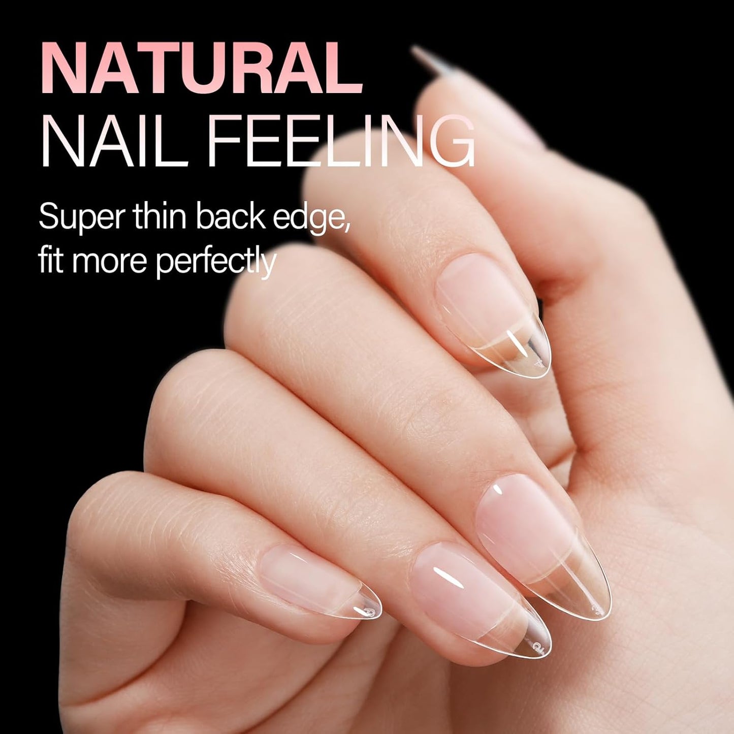 AILLSA Medium Almond Nail Tips Gel Half Matte Acrylic Nail Tips Clear Gelly Full Cover Pre-Filed Press on Nail tips Fake Nails For Extentions Manicure Salon Home DIY 216PCS 12 Sizes-BrightBean Baby