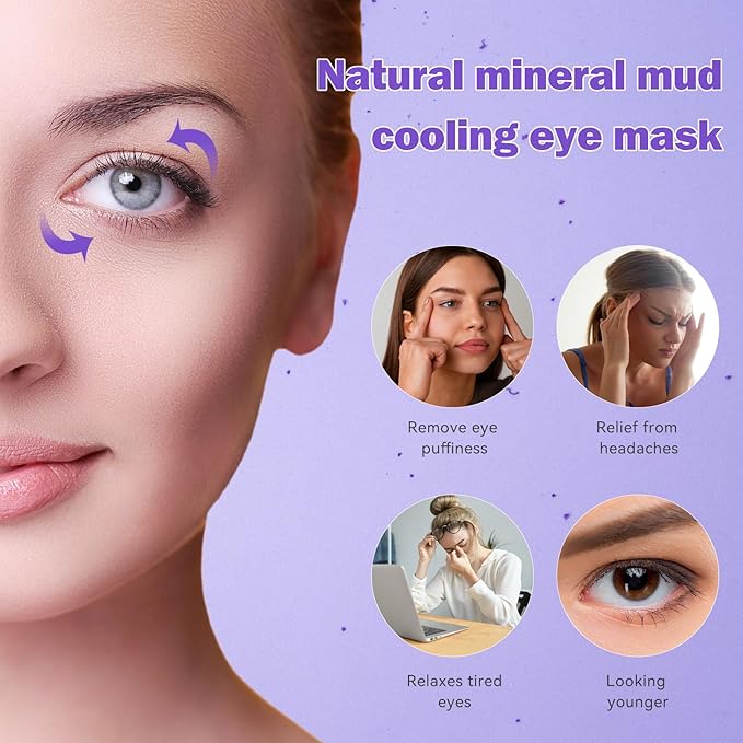 Cooling Gel Eye Mask Reusable Cold Eye Mask, Frozen Eye Mask Ice Eye Compress Ice Pack, No Freeze, Cool Relaxation, Comfort Snug Fit, Eye Cover Ice Mask with Mineral Mud for Office, Home, 2PCS-BrightBean Baby