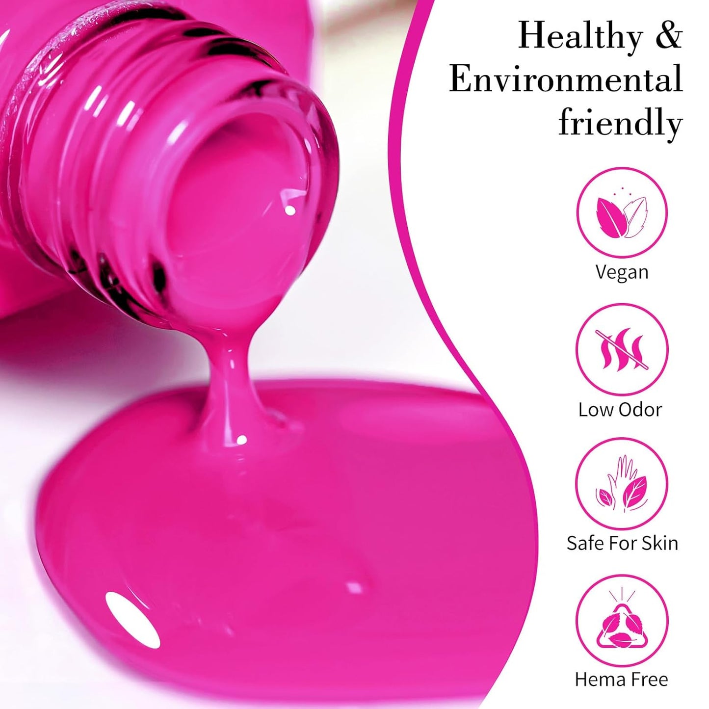 CANNI Hot Pink Nail Gel Polish, 1Pcs Bright Coral Pink Cerise Color High Gloss Soak Off UV Gel Nail French Nail Manicure Salon DIY-BrightBean Baby