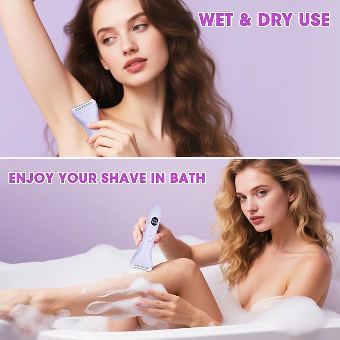 Bikini Trimmer Electric Razors for Women,3 in 1 Body Hair Removal Kit for Face,Pubic,Arm, Leg, Armpit, Bikini Trimmer,Painless IPX6 Waterproof Rechargeable Portable Lady Shavers Wet & Dry Gifts-BrightBean Baby