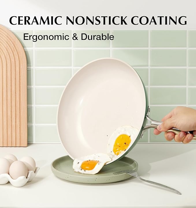 KOCH SYSTEME CS 8 Inch Nonstick Frying Pan Skillet - Ceramic Green Egg Pan