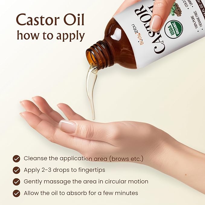 BodyJ4You Castor Oil for Eyelashes Eyebrows - 100% Pure Natural USDA Organic Cold Pressed - Hydrating Skin Hair Growth Oil Lashes Scalp - Non-GMO Hexane Free Unrefined Carrier - Glass Bottle 16 Fl Oz-BrightBean Baby