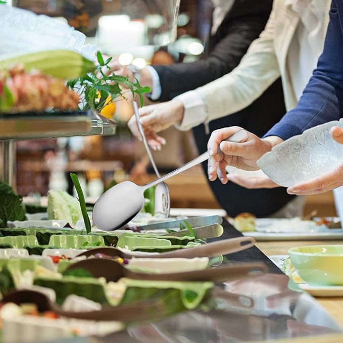 SOLEADER Extra Large Serving Spoons for Buffet, 12 Inch Stainless Steel Serving Spoons, Big Spoons for Serving Food, Pack of 6