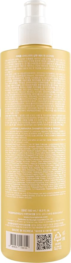 laferme Laminaria Shampoo with Organic Ingredient, Korean Clarifying Shampoo, Hydrating for Dry Hair, Strengthening for Weak Hair, Sulfate & Paraben-Free, for Women & Men,16.9 FL. OZ, Pear & Freesia-BrightBean Baby