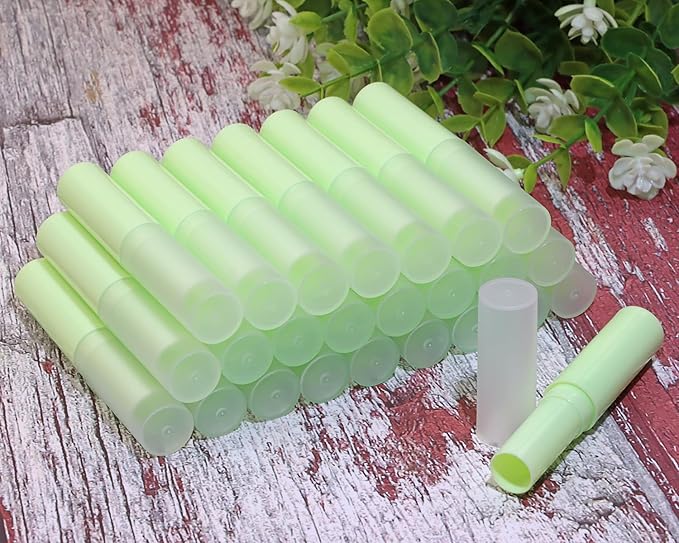 0.14oz Empty Flavored Lip Balm Container Tubes Plastic Homemade Moisturizing Lip Stick with Caps Bulk Fit for Women Adult DIY Making Supplies, 25 Count (Green)-BrightBean Baby