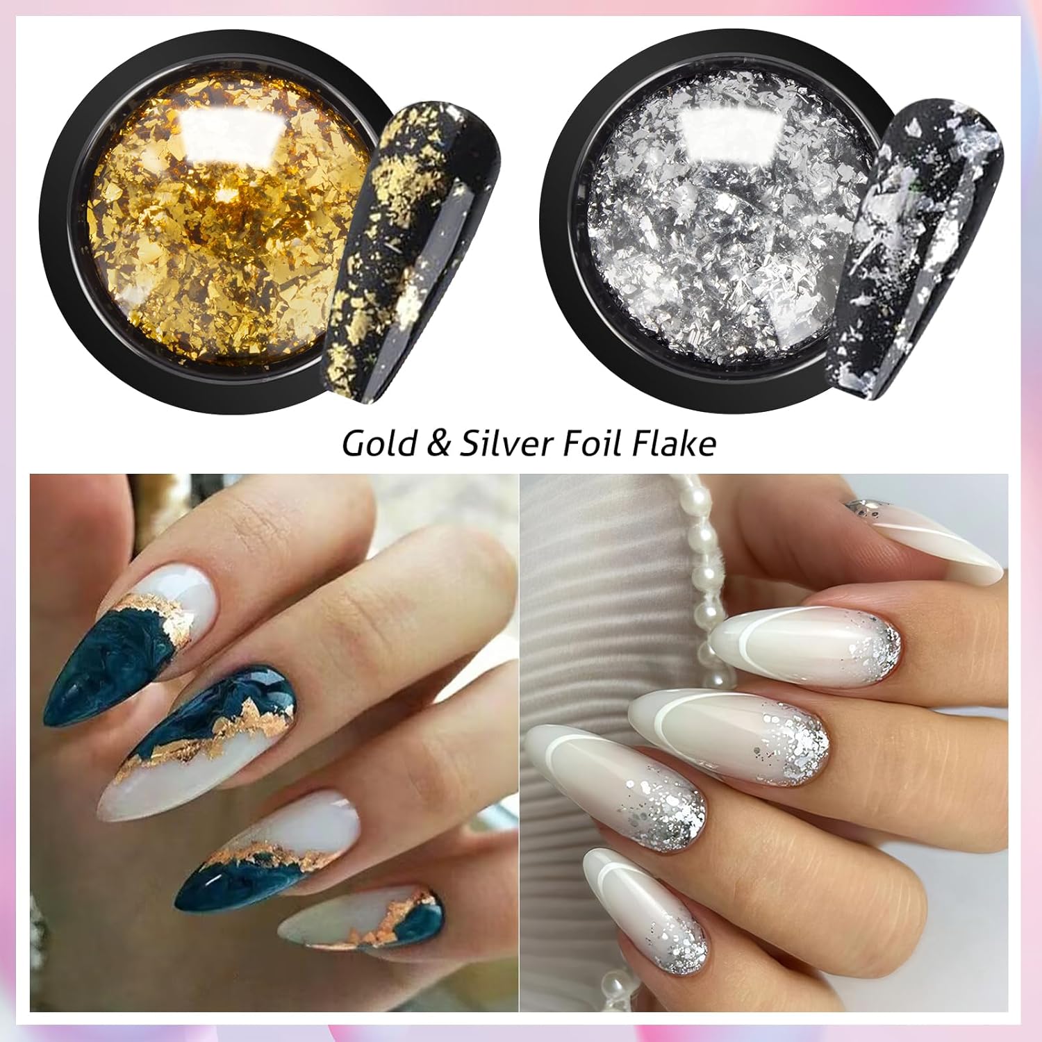 Gold Silver Chrome Nail Powder, 12 Colors Iridescent Holographic Unicorn Chrome Powder for Nails, Metallic Mirror Effect Rose Gold Champagne Nail Powder Pigment Glitter Foils Flakes Nail Art-BrightBean Baby