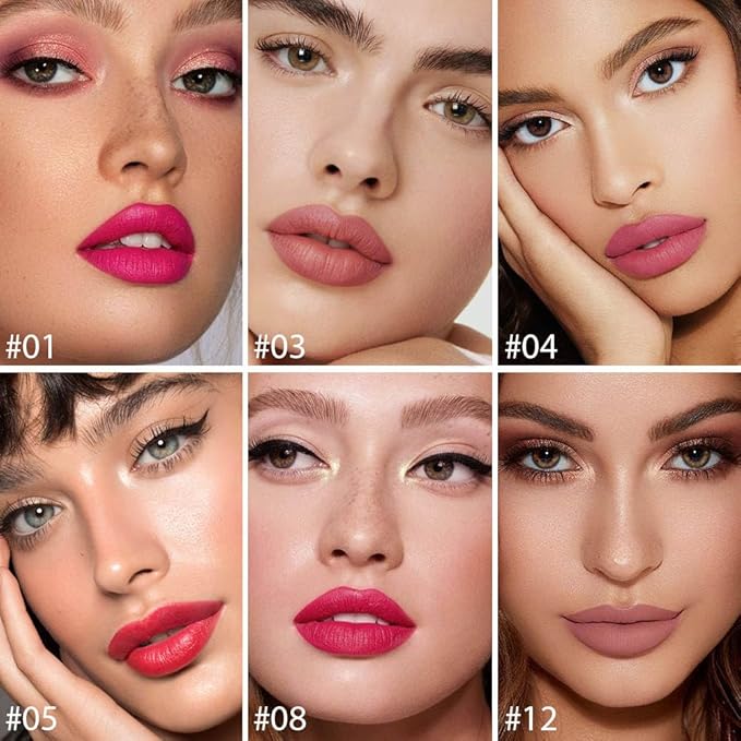 evpct 12Pcs Mini Pills Lipstick Capsule Set for Women Waterproof Long Lasting, Dark Ruby Plum Rose Red Nude Pink Mauve Taupe Brown Matte Small Magic Permanent 24 Hour Lipstick Bulk Samples 01-BrightBean Baby