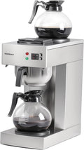 12-Cup Coffee Maker 1.8L Commercial Drip Coffee Maker Pour Over Coffee Machines with 2 Glass Carafes and 2 Warmers Plate Stainless Steel Coffee Brewer for Cofe Bar and Restaurant