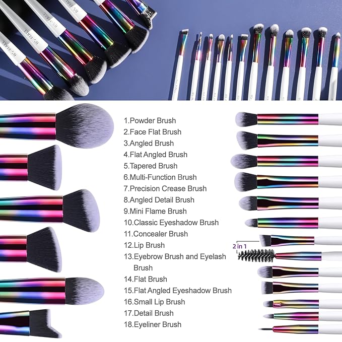 BS-MALL Makeup Brushes Makeup Tools Kit Premium Synthetic Powder Foundation Contour Concealers Lip Brushes Set 18 Pcs-BrightBean Baby