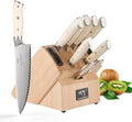 NANFANG BROTHERS Damascus Knife Sets, 10 Pieces for Kitchen with Block, Kitchen Knife Set with Block, ABS Ergonomic Handle for Chef Knife Set and Kitchen Shear