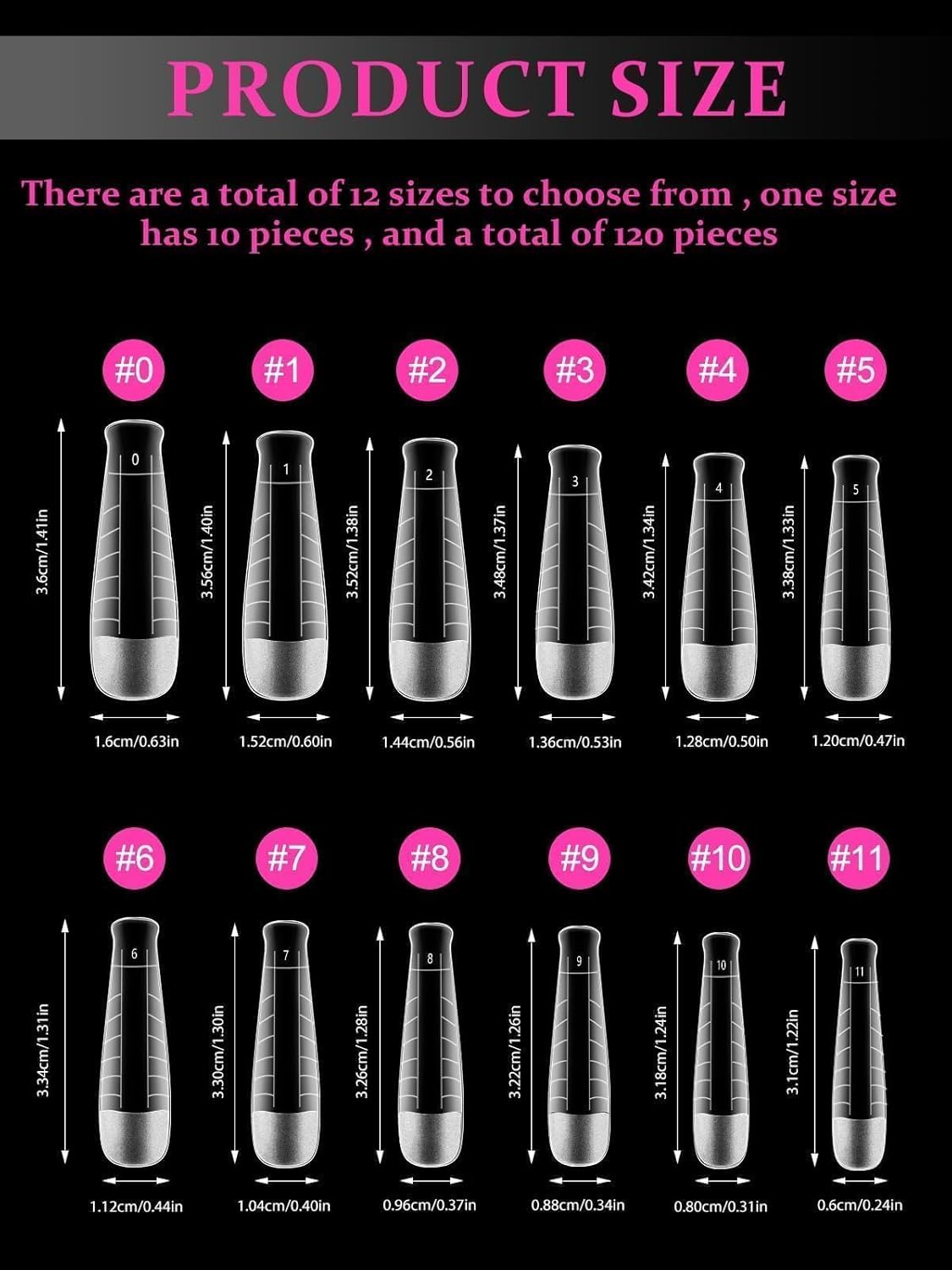 EBANKU Poly Gel Nail Forms, 120 PCS T-Shape Dual Nail Forms for Builder Gel Square Nail Extension Tips for Structure Nail Art Manicure Tools Salon at Home-12 Sizes-BrightBean Baby