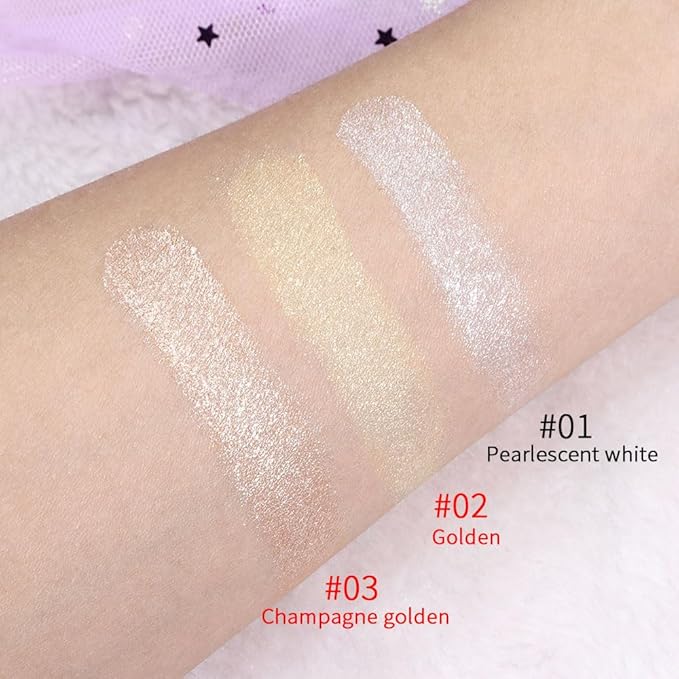 evpct Blonde Gold & Champagne Gold Face Highlighter Makeup Shimmer Glitter Diamond Sparkly Highlighters Makeup Palette Powder for Face Body Cheek iluminadores iluminador de jos maquillaje luminizers-BrightBean Baby