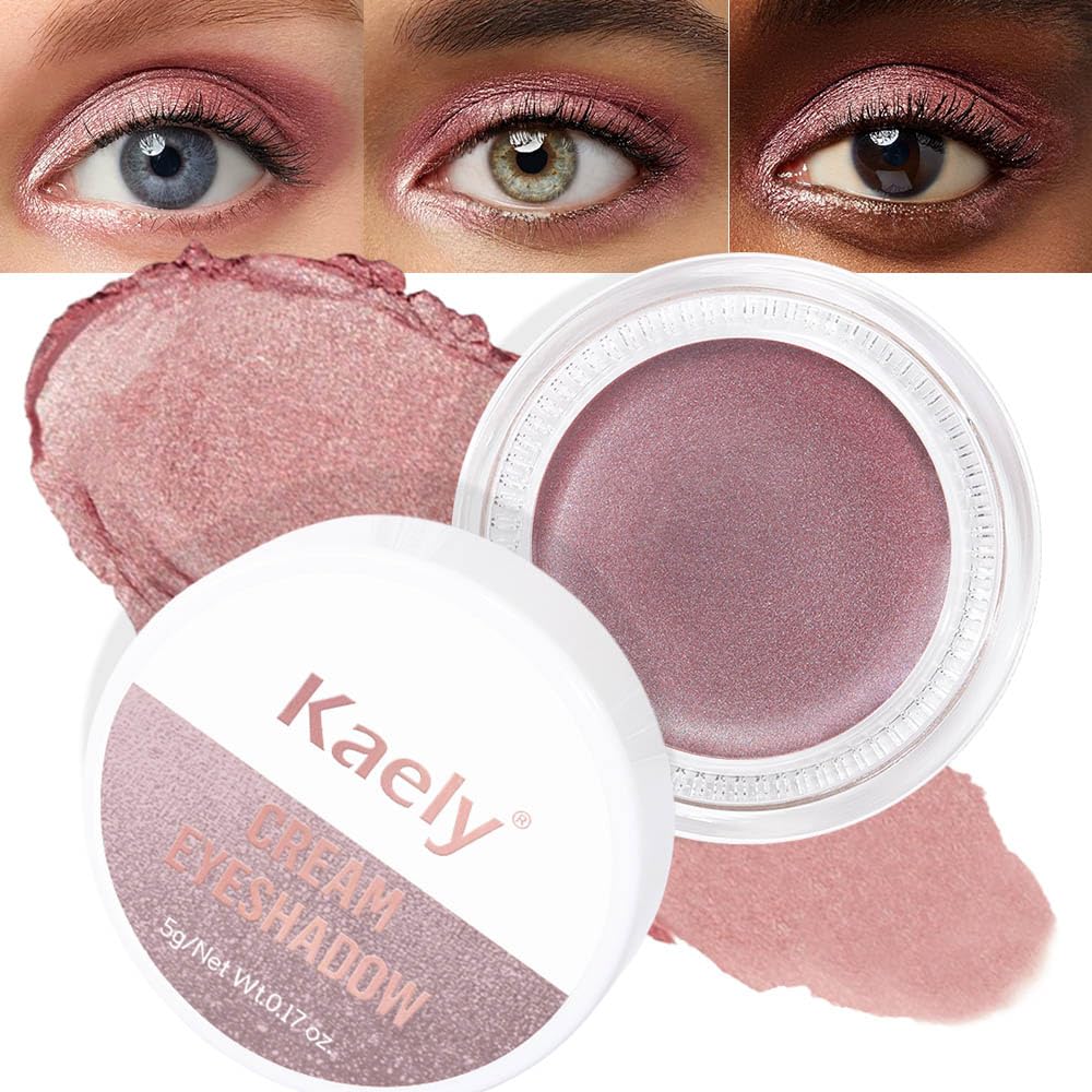 Kaely Single Cream Eyeshadow Pot, Rose Shimmer Eye Shadow for Older Women High Pigmented Waterproof, Natural Eyeshadow Palette Makeup Brightener, sombras en crema para ojos, Blendable, 27-BrightBean Baby
