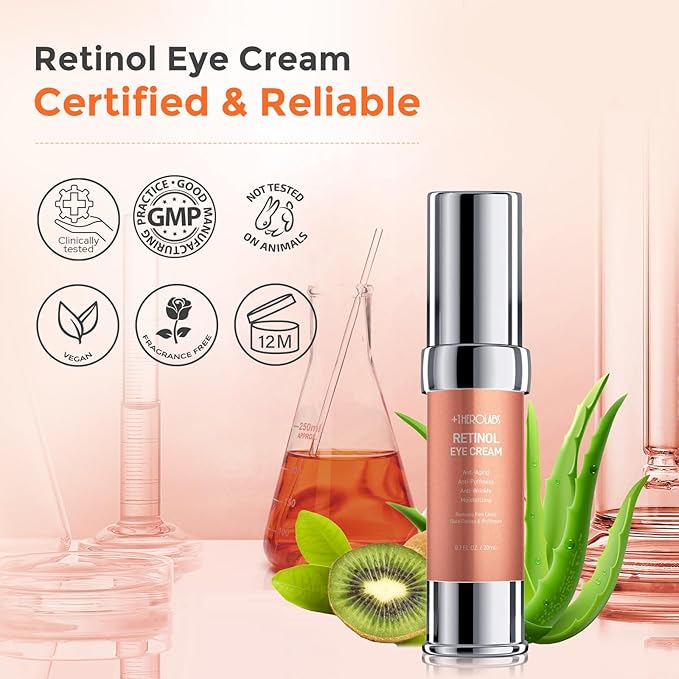 Retinol Eye Cream for Dark Circles and Puffiness, Anti Aging Under Eye Cream with Hyaluronic Acid, Retinol & Collagen to Fight Fine Lines, Wrinkles & Dark Spots-BrightBean Baby