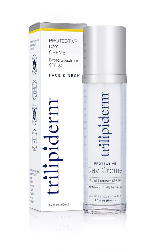 Trilipiderm Beach Lover Bundle- All-Body Moisture Retention Crème Sunscreen (8oz) & Protective Day Crème Broad Spectrum SPF 30 (1.7oz), Sunscreen Lotion UVA/UVB Set for Face, Body, Travel Size-BrightBean Baby