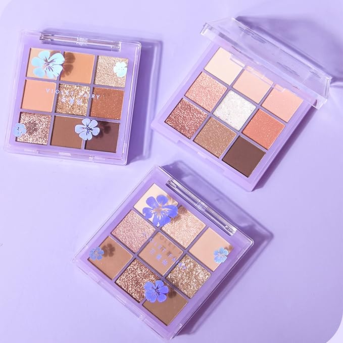 Violet Fairy 9 Color Eyeshadow Palette, Warm Neutrals (03)-BrightBean Baby