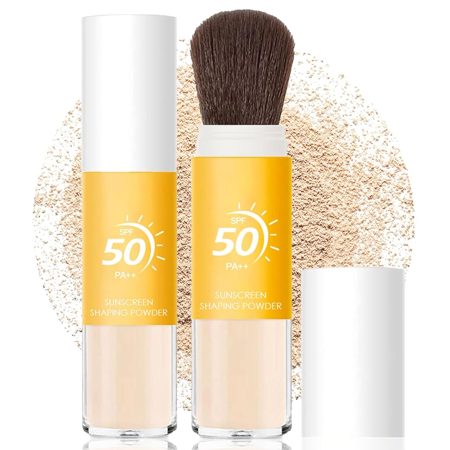 Mineral Sunscreen Setting Powder SPF 50, Sunscreen Powder for Face & Scalp, TranslucentSunscreenPowder with Brush, Oil Control Natural Matte Finish LoosePowder, Lasting Lightweight Breathable-BrightBean Baby