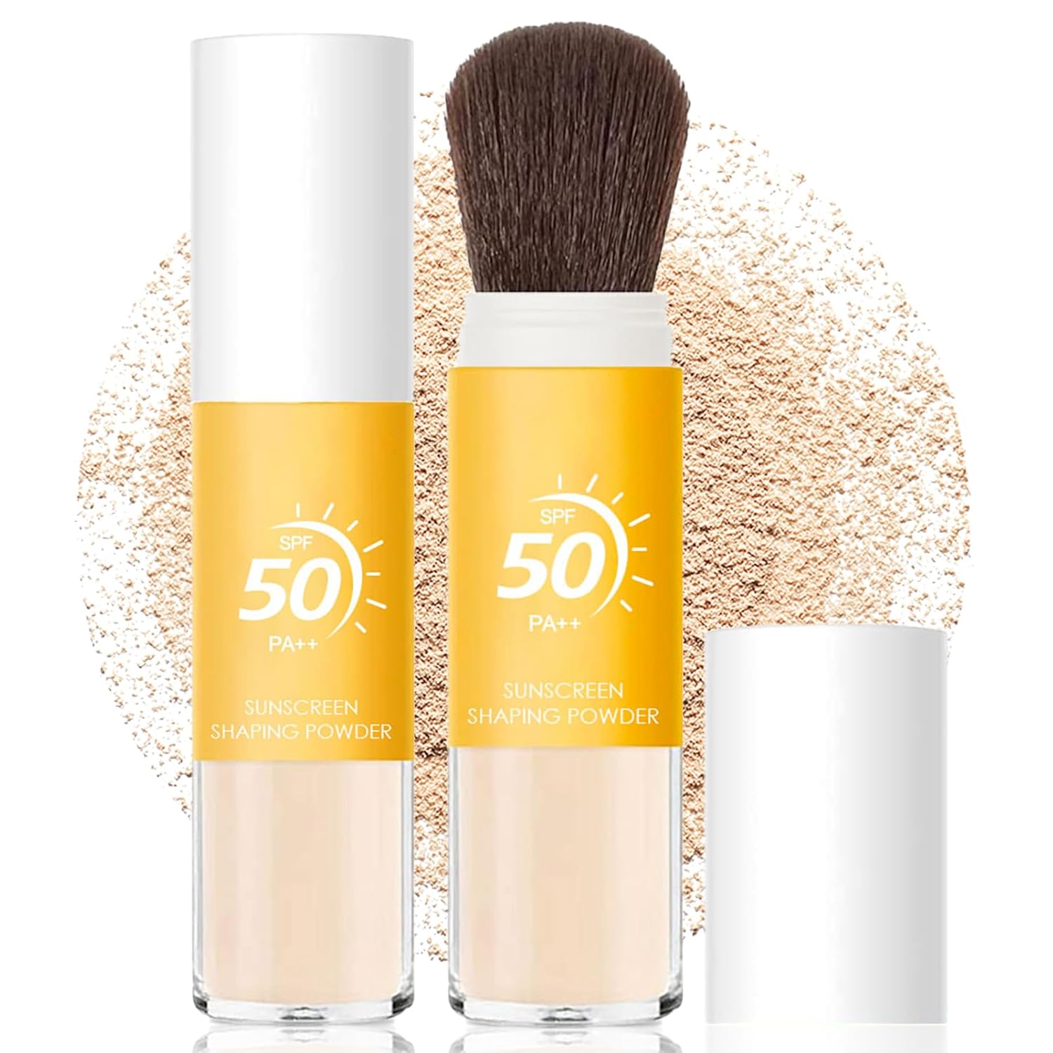 Mineral Sunscreen Setting Powder SPF 50, Sunscreen Powder for Face & Scalp, TranslucentSunscreenPowder with Brush, Oil Control Natural Matte Finish LoosePowder, Lasting Lightweight Breathable-BrightBean Baby