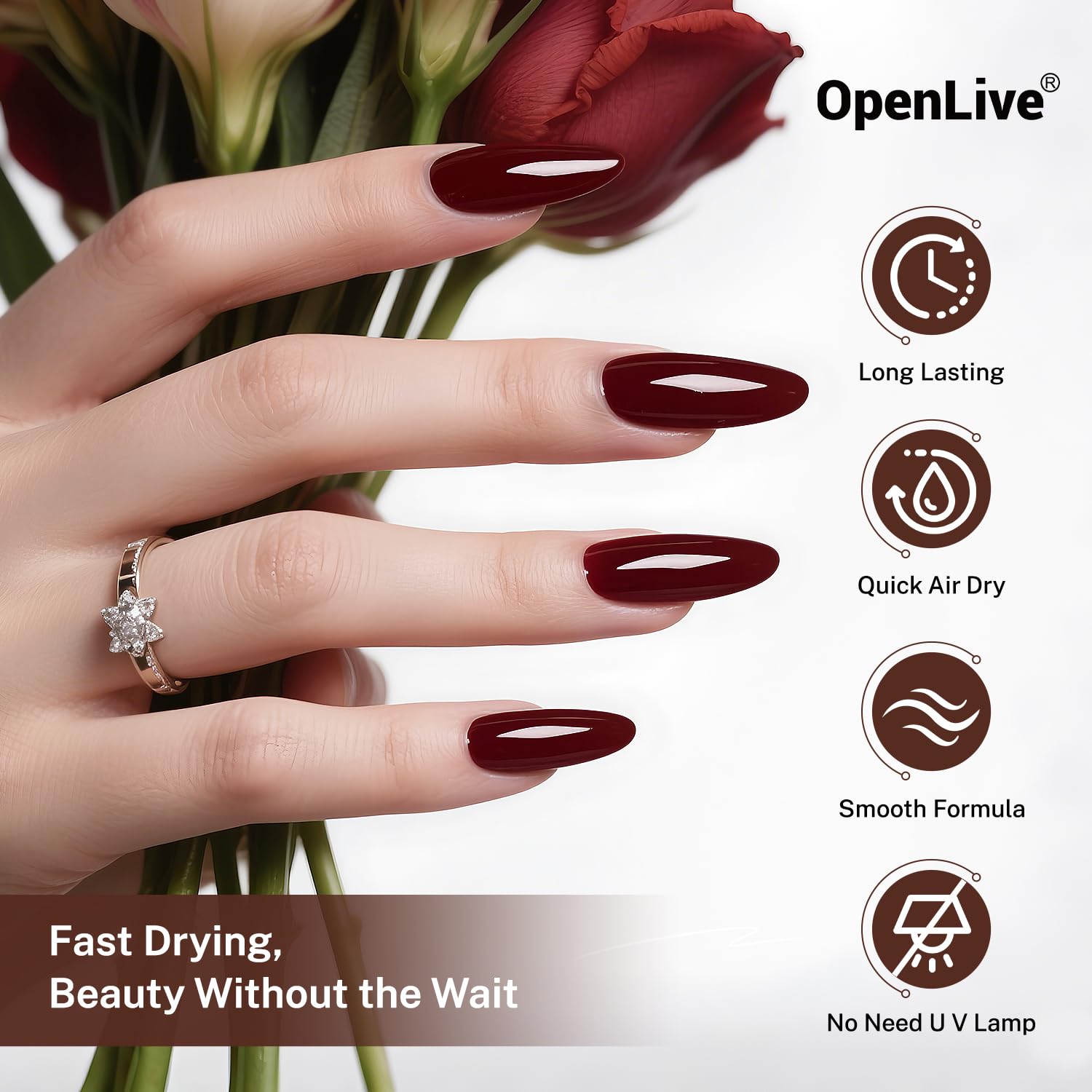 16.5ml Brown Nail Polish Large Volume Quick Drying Nail Polish, Fast Drying and Long Lasting Color Nail Art DIY Home Manicure Gift for Women-BrightBean Baby