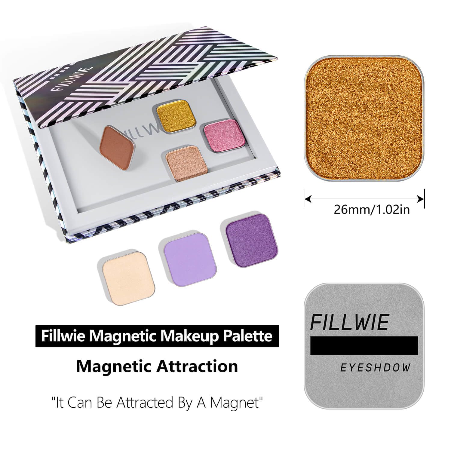 Magnetic single shimmer gold eyeshadow with metal pan, subtle shimmer orange eyeshadow refill pan, mini palette for empty magnetic palette (Ginger Gleam)-BrightBean Baby