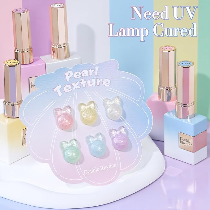 Double Rhythm 6 Pcs 15 ML Gel Polish Set Same Color Same Bottle Soak Off Gel Polish Kit Nail Art Manicure Salon DIY at Home for Women (Pearl Pink White Green Blue Purple-T6-21)-BrightBean Baby