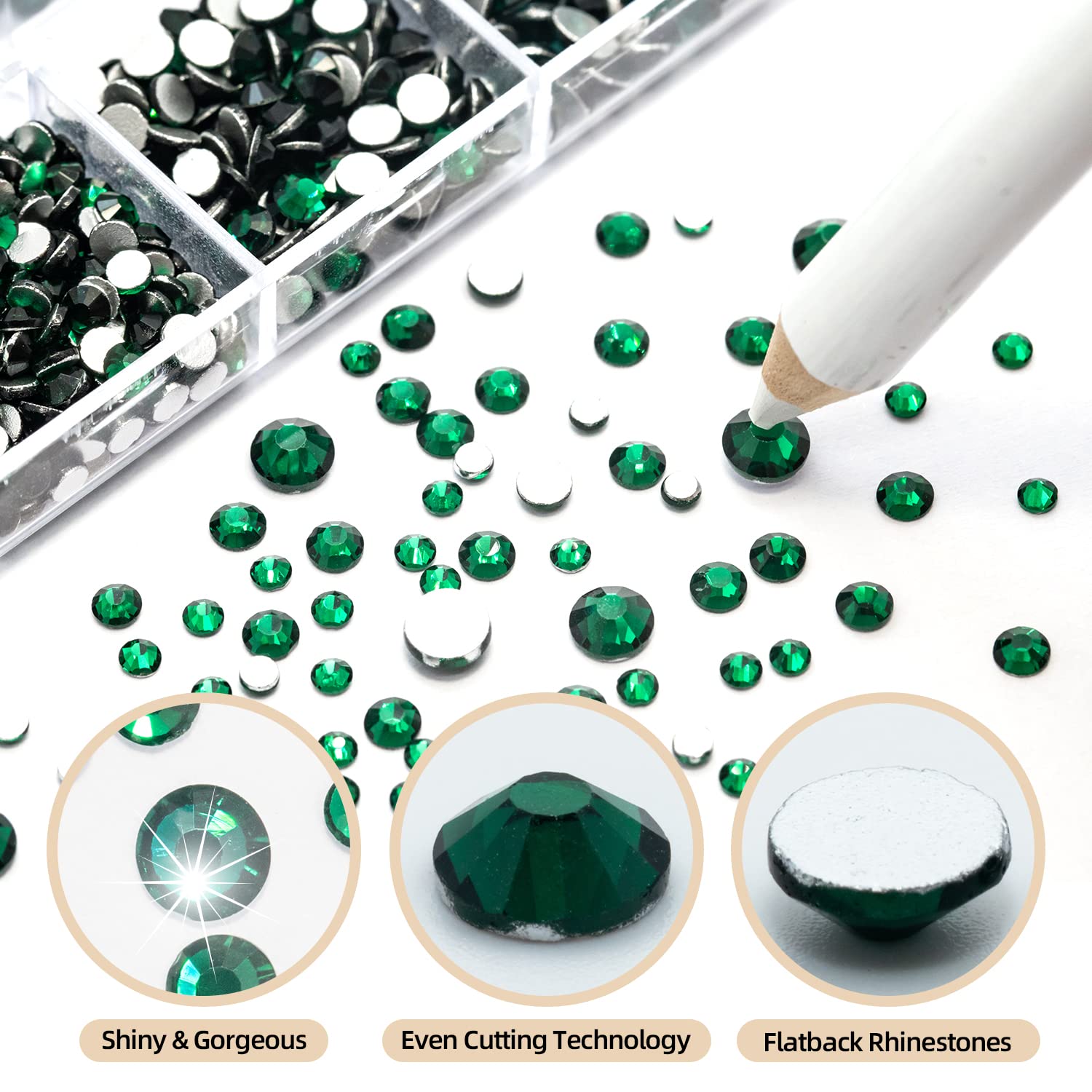 Flatback Crystal Rhinestones, 3792 Pieces Round Nail Gems Non Hot-fix Rhinestone SS6-SS20 Mixed Sizes Nail Art Rhinestones for Acrylic Nails, Crafts, Makeup, Clothes, Shoes, DIY Decorations-BrightBean Baby