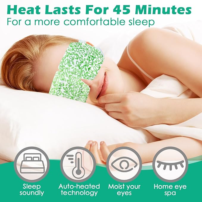 50 Packs Steam Eye Mask for Dry Eyes Spa Warm Sleep Eye Mask Self Heating Disposable Eye Masks for Home Office Travel Eyestrain Relieve (Unscented)-BrightBean Baby