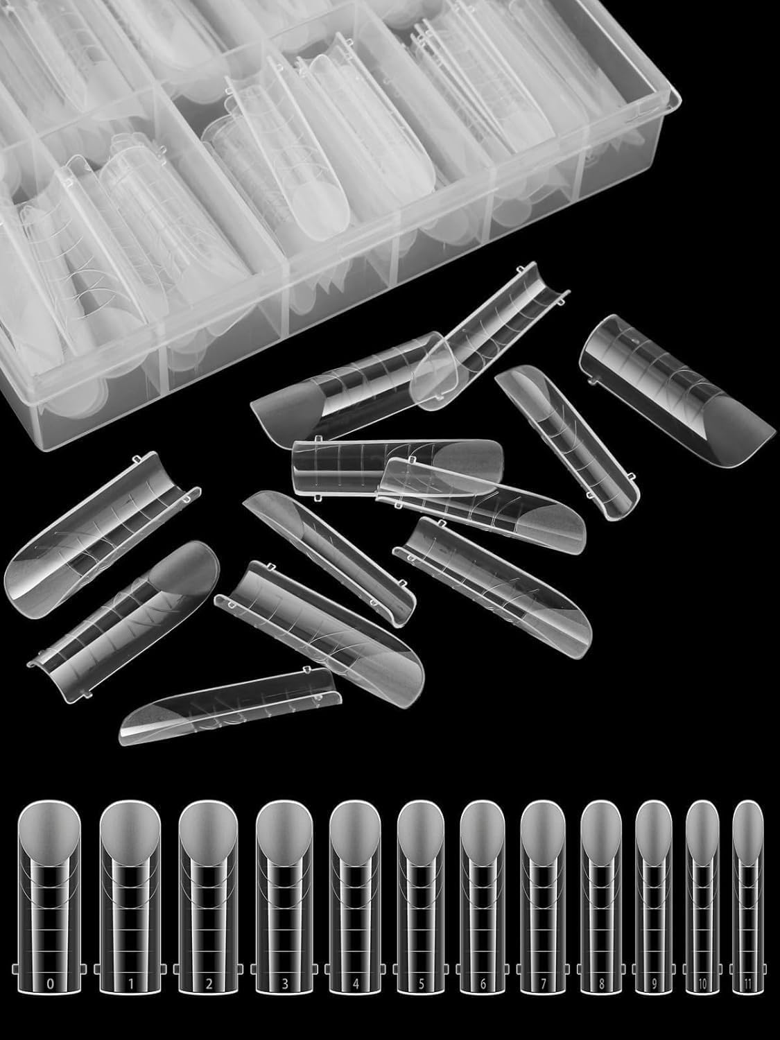 EBANKU Poly Gel Nail Forms, 120Pcs Coffin Matte Dual Nail Forms Clear Nail Molds Square Full Cover Nail Tips for Nail Extension Nail Art DIY 12 Sizes-BrightBean Baby