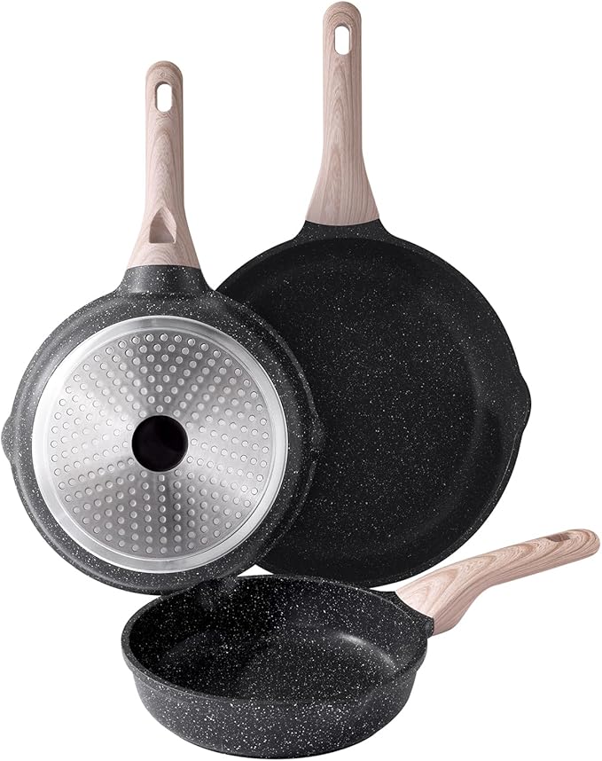 Kordisen Nonstick Frying Pan Set 3 Piece - Healthy Induction Skillet Set 8, 9.5, 11 Inch