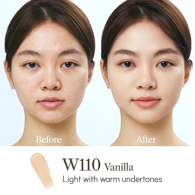 THE FACE SHOP Ink Lasting Liquid Foundation, Full Coverage, 72‑Hour Wear Semi‑Matte Finish, Makeup with Bakuchiol, W120 Cashew, 0.84 Fl. Oz.-BrightBean Baby