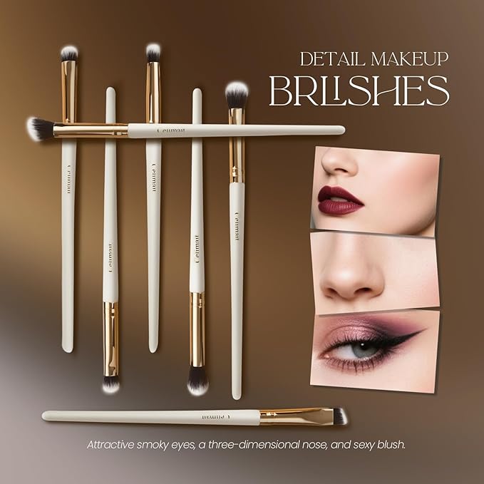 Makeup Brushes Set 12 Piece Professional & Beginner Friendly, Soft Synthetic Bristles for Face Eyeshadow Blending, Easy to Clean Travel Ready with Case, Ergonomic Wooden Handle Hypoallergenic (White)-BrightBean Baby