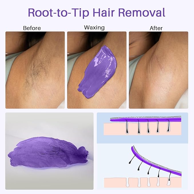 BLITZWAX Brazilian and Bikini Waxing Kit for Women, Hard Wax Warmer for Face, Legs and Body, At Home Hair Removal Kit, Beginner Friendly, Fast Heating, 51 Accessories, 6 Types Wax Bean Formula-BrightBean Baby