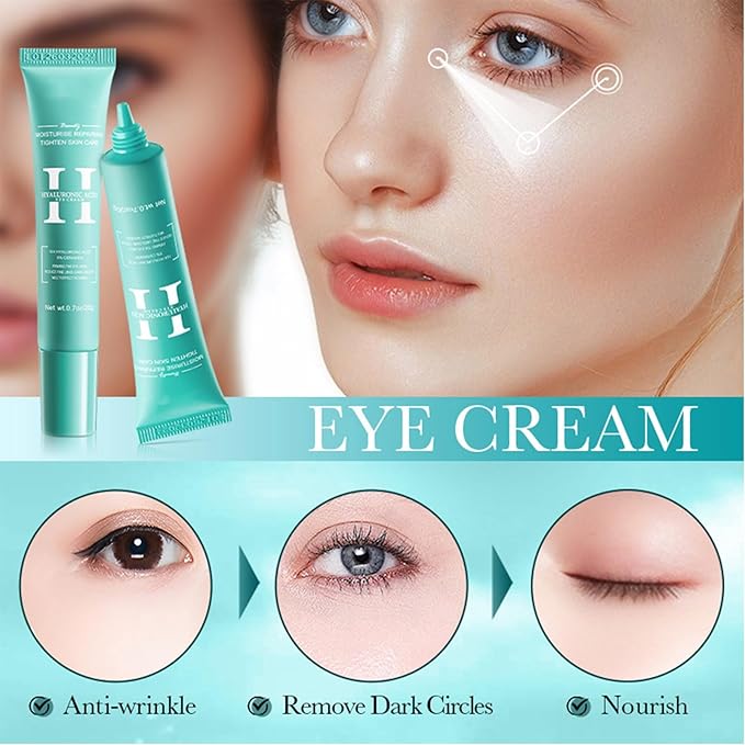 2 PCS Hyaluronic Acid Repair Eye Cream for Dark Circles,Bags Under and Puffiness,Eye Wrinkle Firming Cream Moisturise Repairing Thghten Eye Skin Care-BrightBean Baby