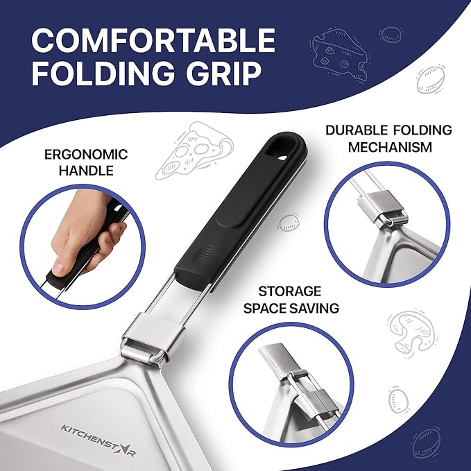 12" Pizza Making Kit (Set of 2) - 12" Pizza Cutter Rocker Knife with Blade Cover + 9.5" Stainless Steel Pizza Peel with Folding Handle- Ultimate Pizza Oven Accessories