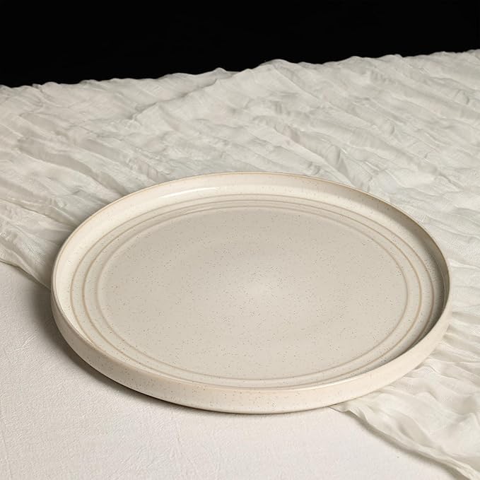 Stone Lain Claire 4-Piece Dinner Plate Set Stoneware, Plates, Dishwasher and Microwave Safe, Dish Set for 4, White