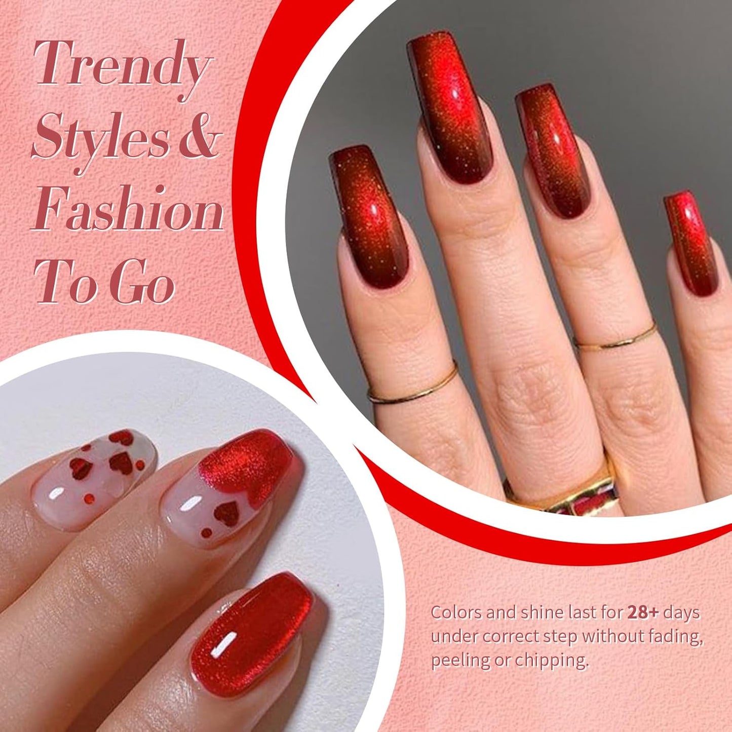 Born Pretty Cat Magnetic Eye Gel Nail Polish Ruby Red Holographic Glitter Shiny Sparkle Crystal Gel Nail Polish Magnetic Nail Polish Salon DIY at Home 15mL-BrightBean Baby