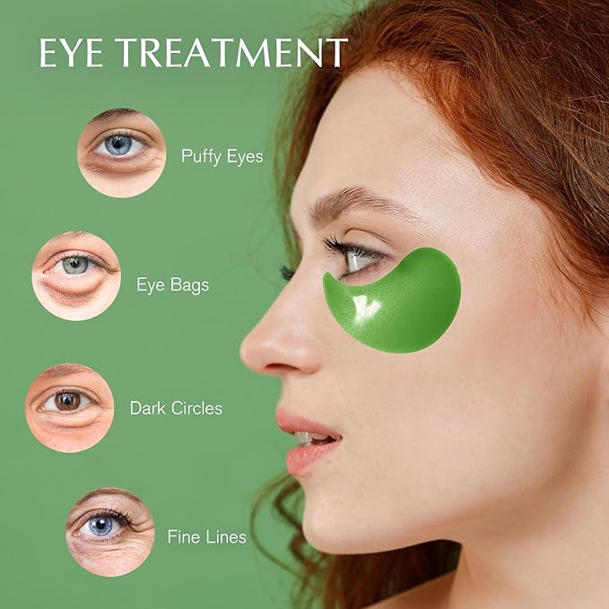 Under Eye Patches for Dark Circles: 30 Pairs Green Tea Eye Gels Pads - Reduce Eye Bags, Wrinkles & Puffy - Skin Treatment Mask Retinol Collagen - Anti Aging & Face Moisturizer For Women (Green Tea)-BrightBean Baby