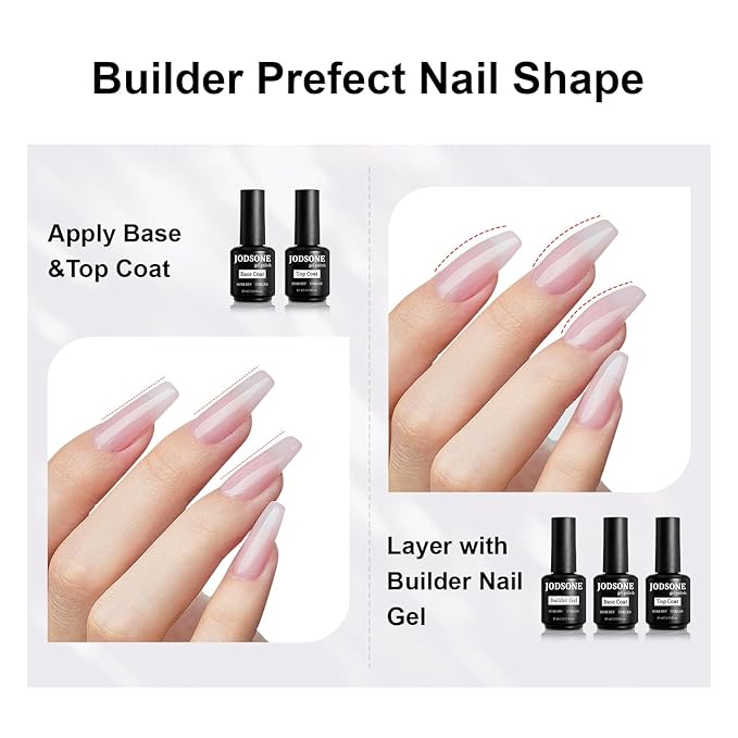 JODSONE 15ML Base Coat Top Coat and Builder Gel 3 PCS Gel Polish for Salon and Home Use-BrightBean Baby