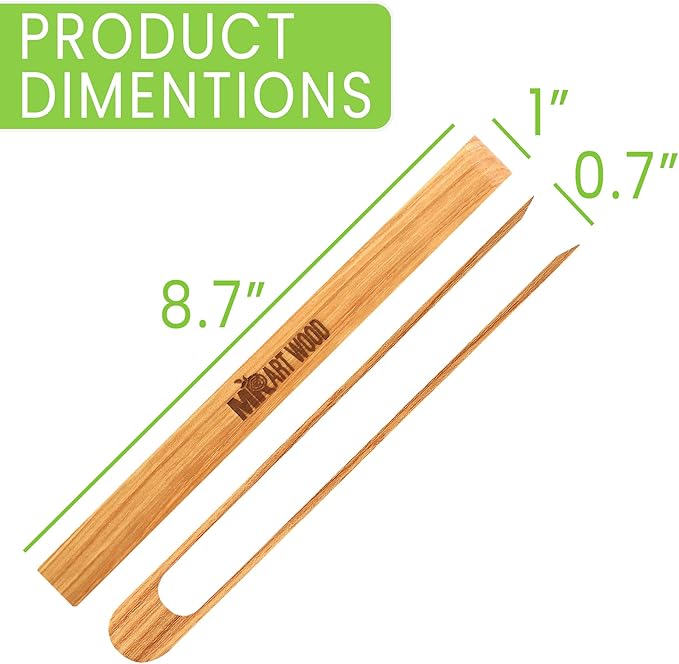 2 Pcs Magnetic Wooden Toaster Tongs | 8.7-Inch Kitchen Tongs for Cooking, Bread, Bacon, Bagels, and Muffins | Non-Toxic Design, Prefect Bamboo Alternative, Perfect for Toaster, BBQ, and Grilling